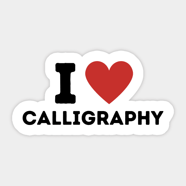 I Love Calligraphy Simple Heart Design Sticker by Word Minimalism